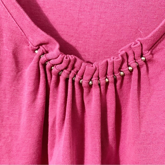 Talbots Petites Long Sleeve V-Neck Cotton Top Metal Bead Detailing at Neckline - Picture 6 of 8